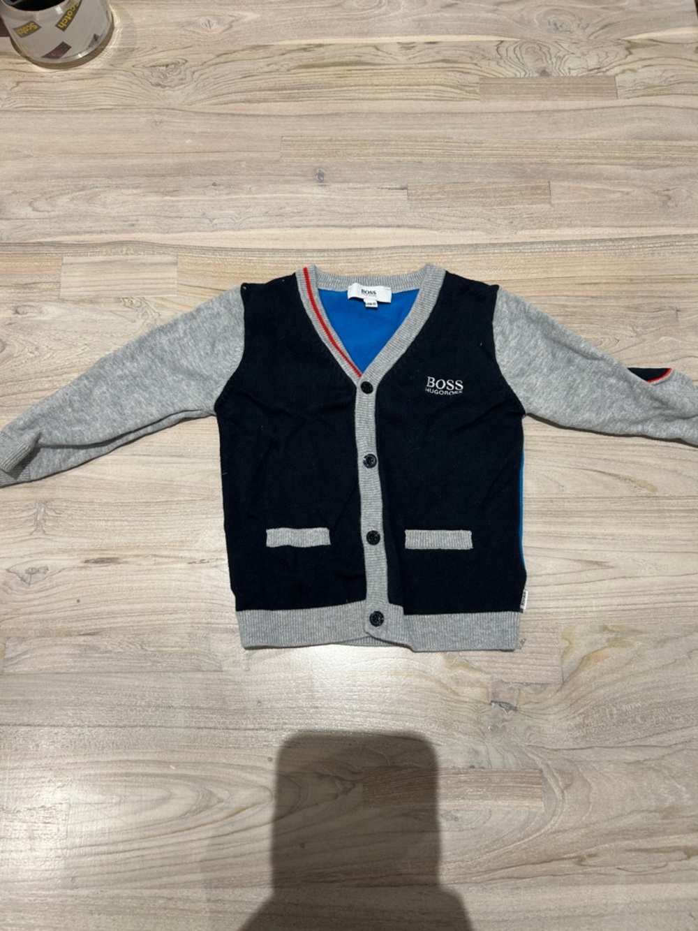 BOSS Kids Navy & Gray Cotton Cardigan
